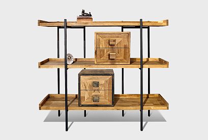 Модуль для стеллажей открытых "Cube Design" (с ящиками); 2 ящика; *КМ-009.202; бейц-масло
