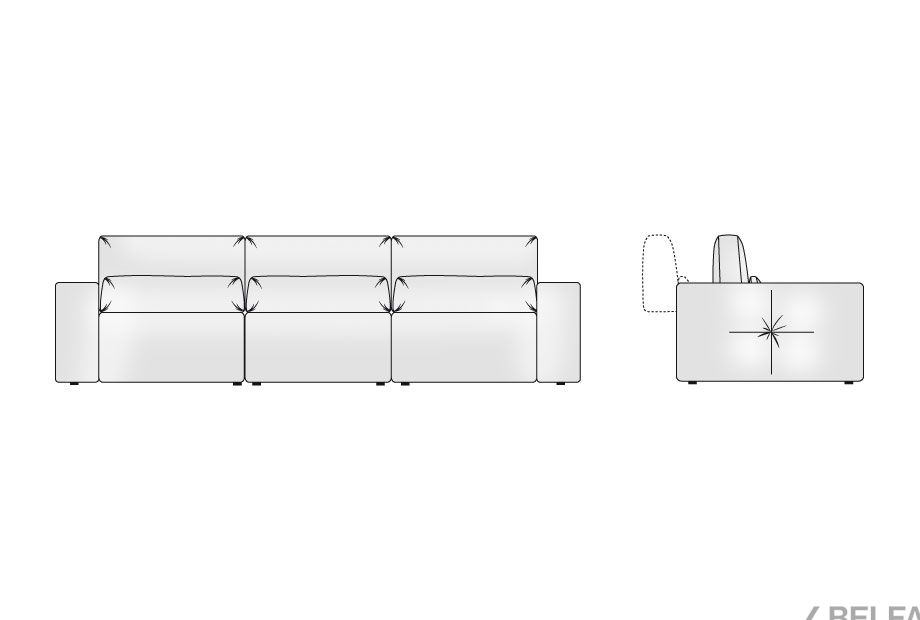 "Бакстер" диван 3-х модульный 4