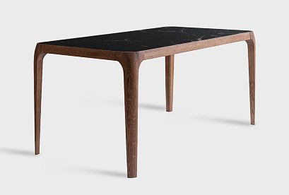 Стол обеденный "Bergamo"; стекло мрамор; 1614x864; американский орех