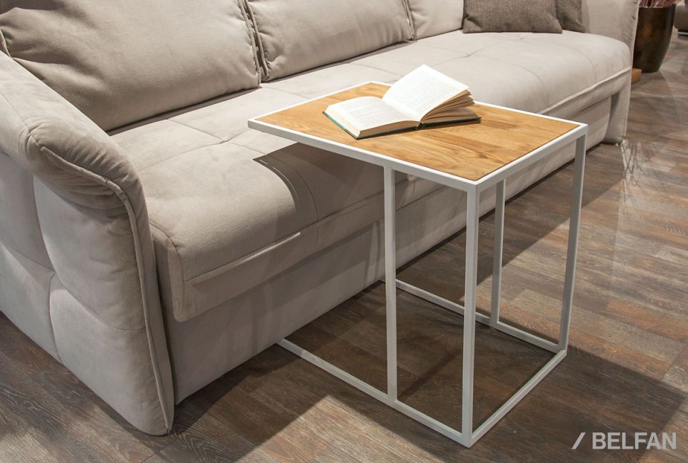 Стол кофейный "Art Collection" приставной массив дуба, металл 3