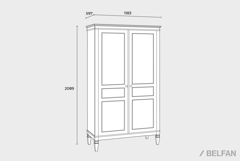 Шкаф для одежды 2-х дверный "Ольса-С" 20 массив сосны 6
