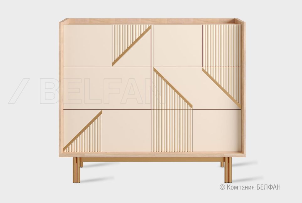 Комод "Avenue" 3 шпон дуба, МДФ, металл 1