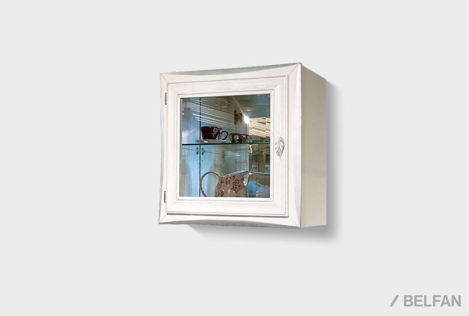 Шкаф навесной "Трио" со стеклом (левый) массив и шпон дуба 1