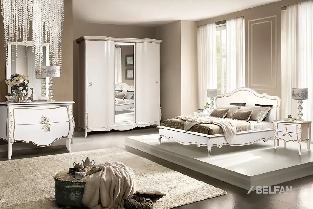 Спальня «Трио» #1 белая эмаль с золотой патиной