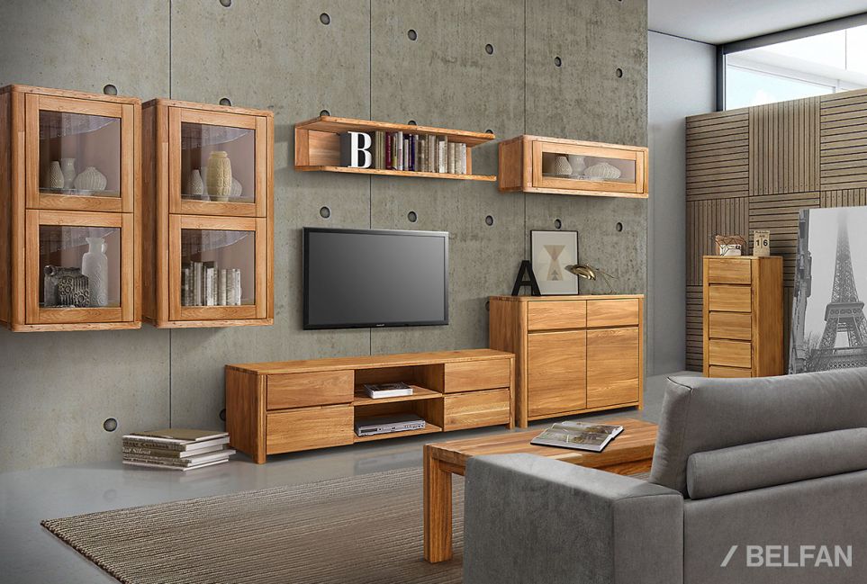 Тумба под ТВ "Норд" массив дуба 7