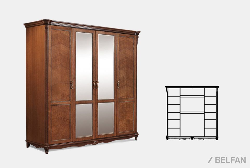 Шкаф 4-х дв. "Алези" массив и шпон дуба 4