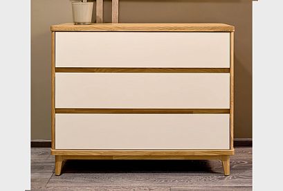 Комод "Wallstreet" 3; 3 ящика; *А-012.06; к-бейц-масло, ф-белый, вст-бейц-масло