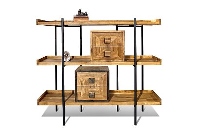 Модуль для стеллажей открытых "Cube Design" (с ящиками); 2 ящика; *КМ-009.202; бейц-масло