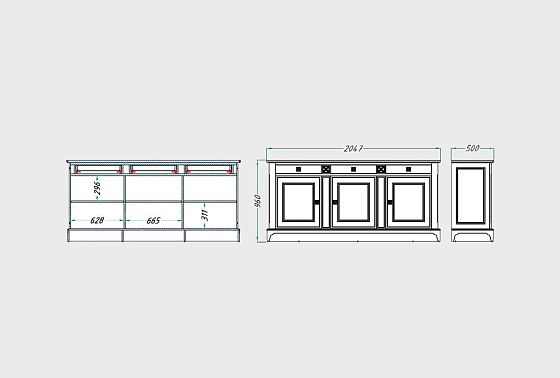 Тумба 3-х дверная "Brianson" массив и шпон дуба, МДФ 8