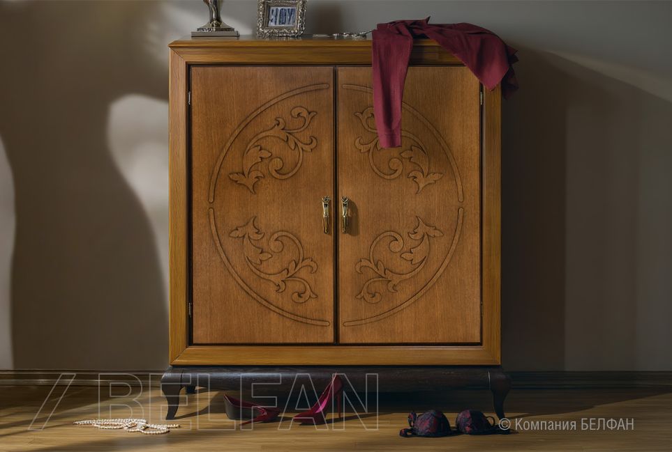 Тумба "Соната" высокая (декор) массив и шпон дуба 6