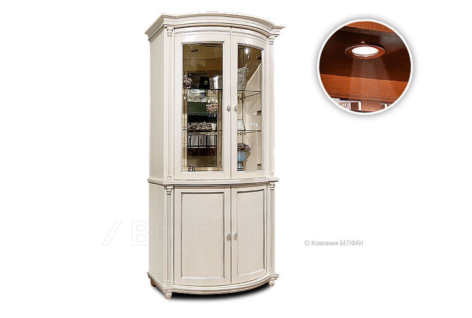 Шкаф с витриной "Валенсия 2з"; античная темпера с серебром