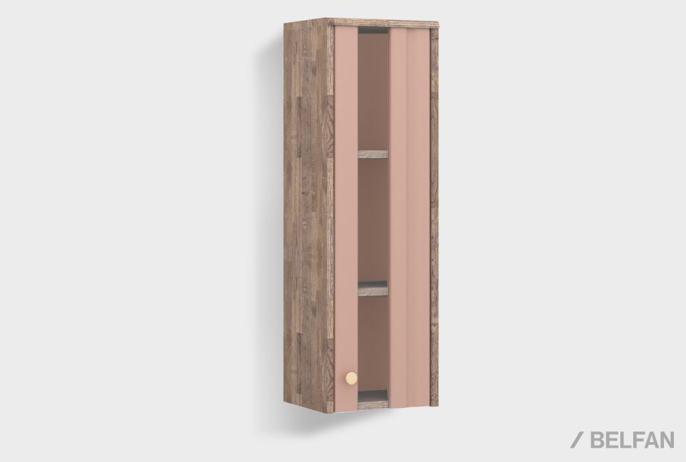 Шкаф настенный "Меридиан" стекло (правый) массив дуба, МДФ 1