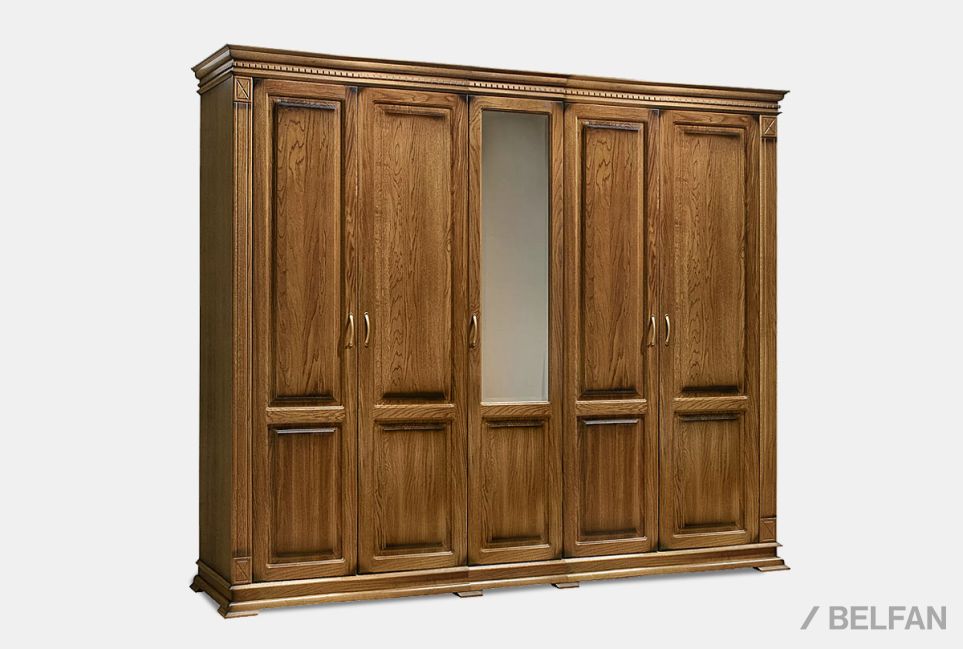 Шкаф 5-ти дверный "Верди Люкс" массив и шпон дуба 1