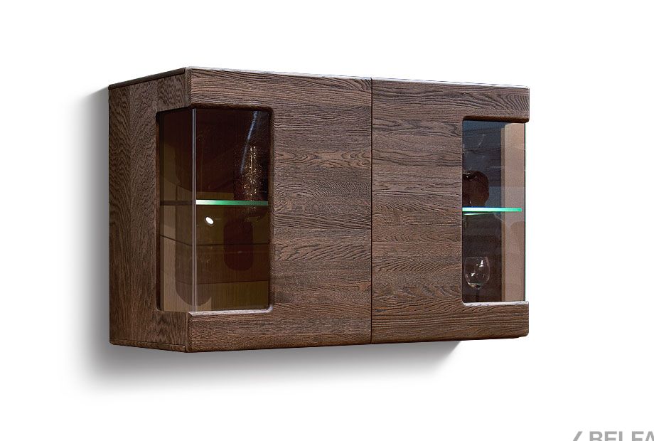 Шкаф навесной 2-х секционный "Хедмарк" массив и шпон дуба 1