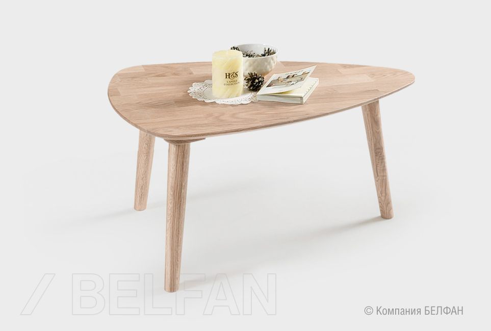 Стол журнальный "Art Collection" 90 (капля) массив дуба 1