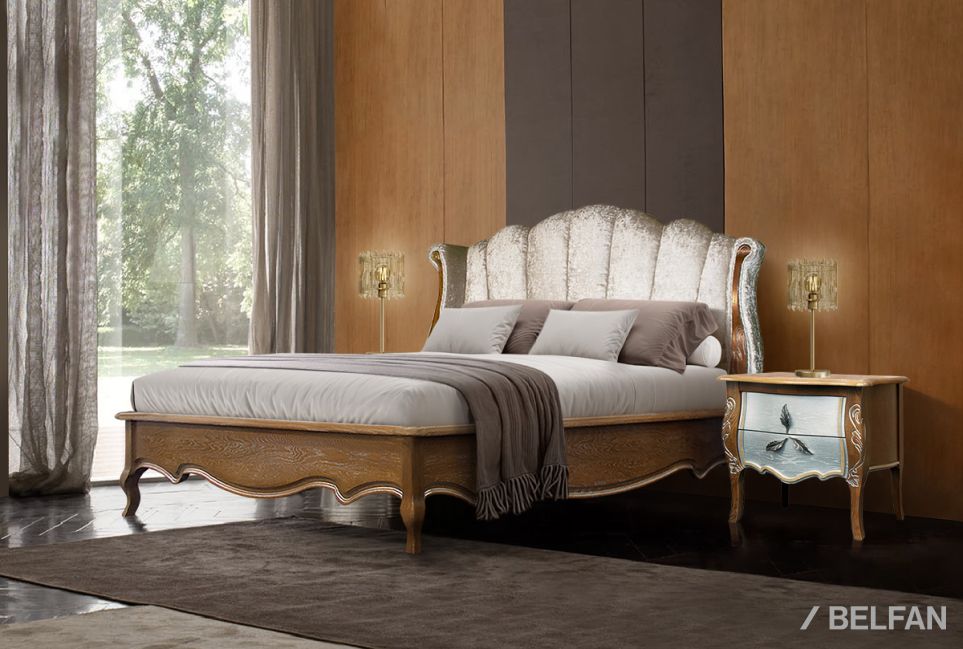 Кровать с мягким изголовьем (осн. дер) "Трио" массив и шпон дуба 6