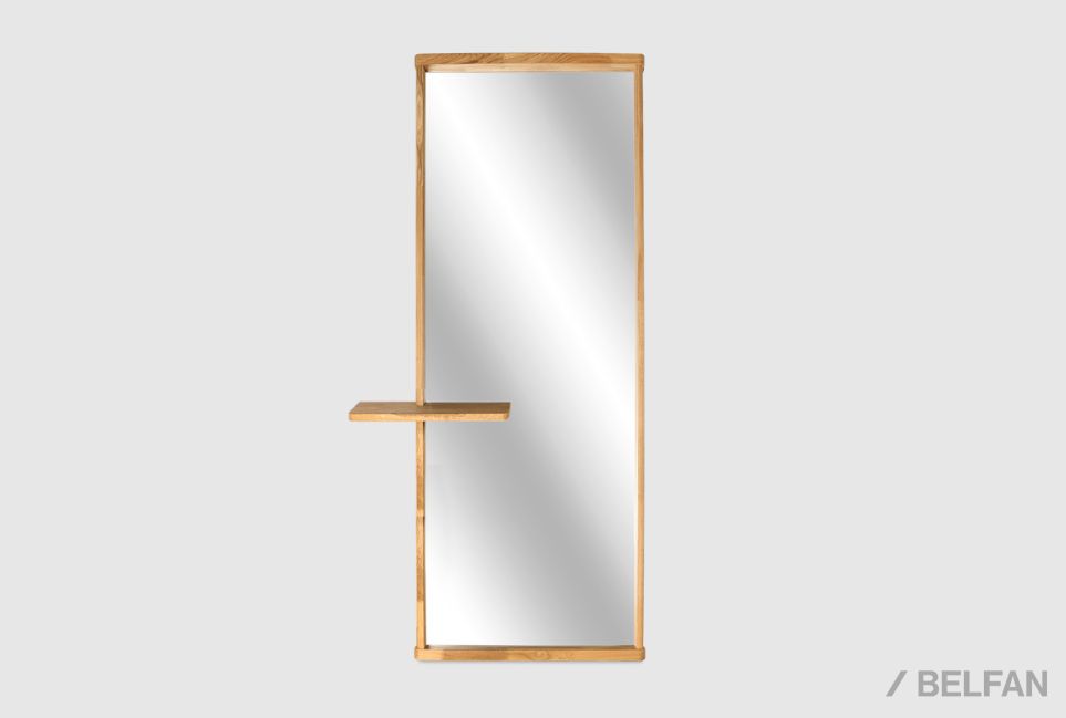 Зеркало настенное с полкой "Wallstreet" (прямоугольное) массив дуба 1