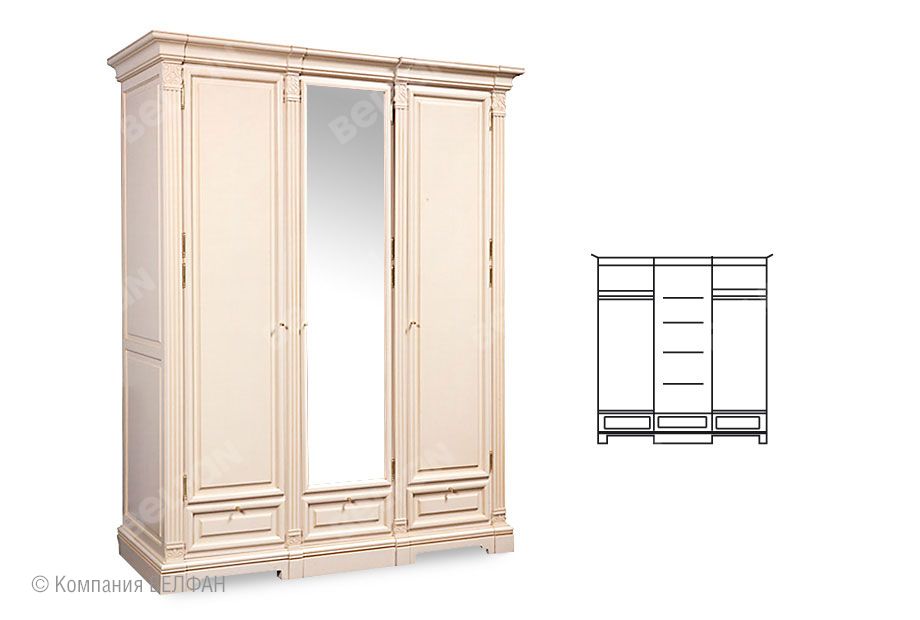 Шкаф для платья и белья "Престиж" 23 массив и шпон берёзы 1