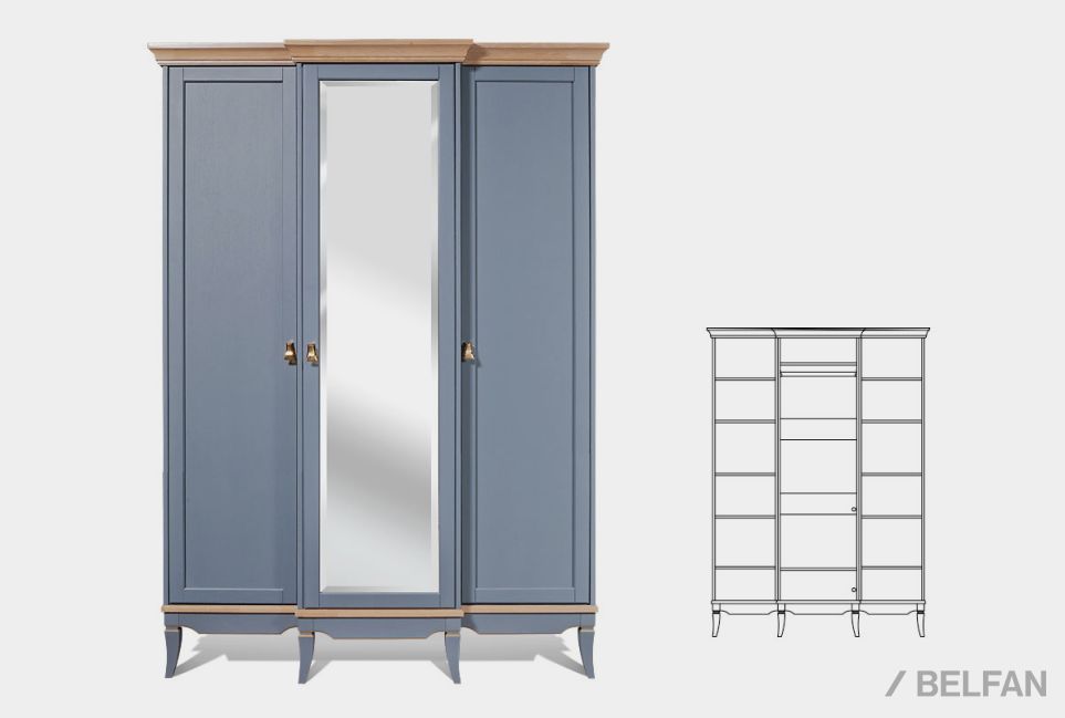 Шкаф для одежды 3-х дв. "Стюарт" (с зеркалом) массив и шпон дуба 2