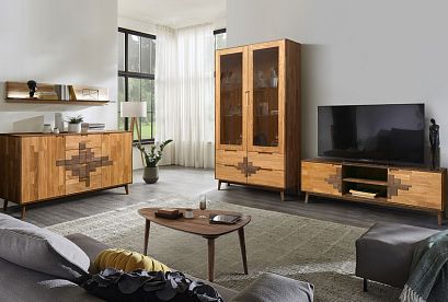 Тумба "Irving Design" 3; 2 двери, 4 ящика; графит, бейц-масло