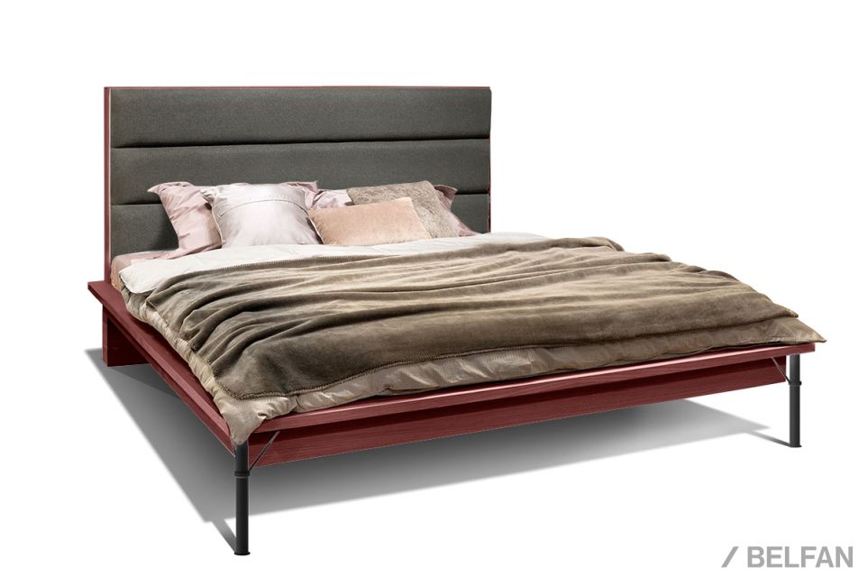 Кровать "Экстра" 140М с бельевым ящиком массив дуба, металл 1