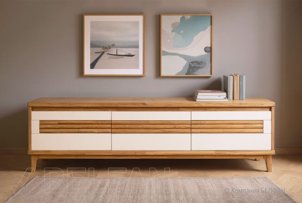 Тумба под ТВ "Wallstreet" 170 массив дуба, МДФ 1