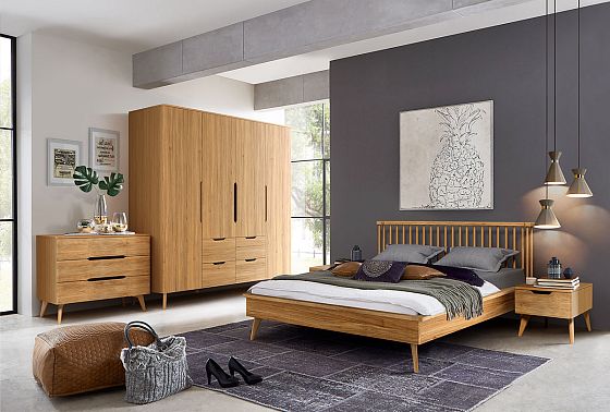 Шкаф для одежды 4-х дверный "Элва" массив и шпон дуба 6