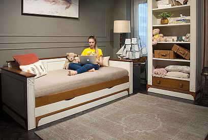 Кровать-диван под два матраса "Brianson"; с настилом, без матраса; *А-020.5332; (900х2000); жемчуг+дуб Кровать-диван под два матраса "Brianson"; с настилом, без матраса; *А-020.5332; (900х2000); жемчуг+дуб