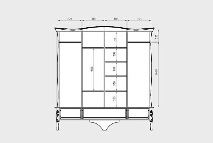 Шкаф для одежды 4-х дв. "Трио" (с зеркалом)