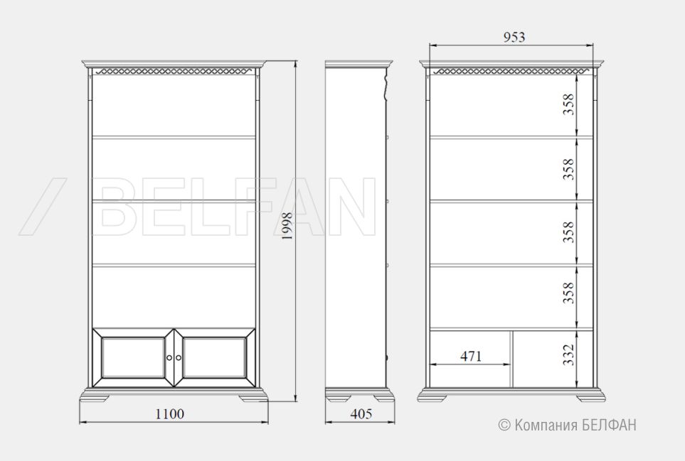 Стеллаж "Лика" массив и шпон дуба 4