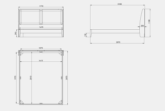 Кровать "Сакраменто" (мягкое изголовье) массив дуба 2