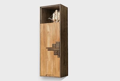 Шкаф навесной "Irving Design" 120 (левый); графит, бейц-масло