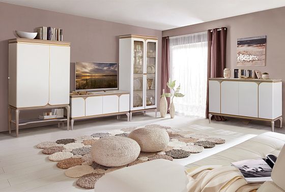 Тумба под ТВ "Алекса" массив и шпон дуба, МДФ 6