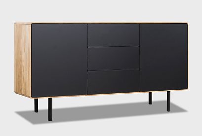 Тумба "Норман" 3 (с ящиками); дуб натуральный, чёрный