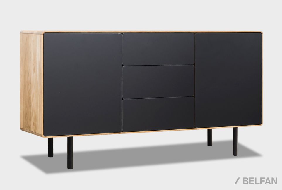 Тумба "Норман" 3 (с ящиками) массив дуба, МДФ, металл 1