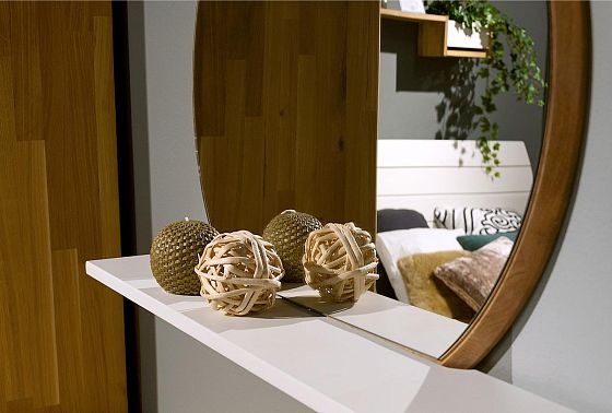 Зеркало настенное с полкой "Wallstreet" (круглое) массив дуба 9