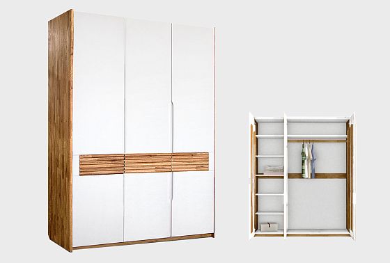 Шкаф для одежды 3-х дверный "Wallstreet" массив дуба, МДФ 14