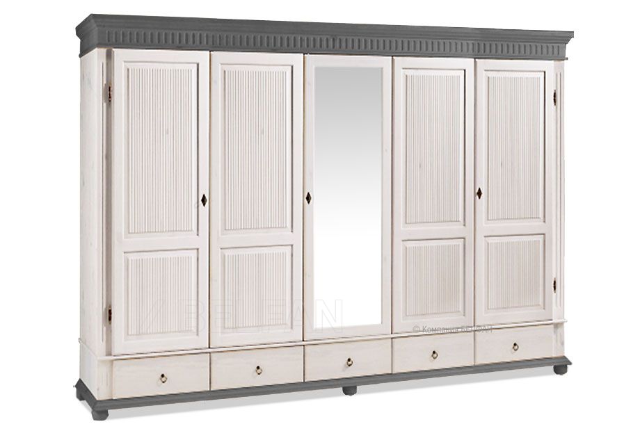 Шкаф "Хельсинки-5-SP-GT-М"; белый воск+серый