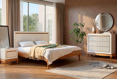 Кровать "Армония"; без основания, без матраса; *ММ-434-02/16Б; (1600x2000); айвори + классик Кровать "Армония"; без основания, без матраса; *ММ-434-02/16Б; (1600x2000); айвори + классик