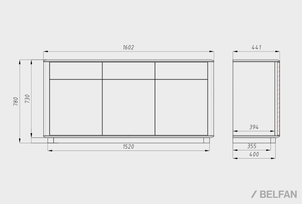 Тумба 3-х дв. "Origin" (с ящиками) массив дуба 2