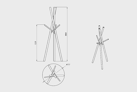 Вешалка напольная "Art Collection" массив дуба 5