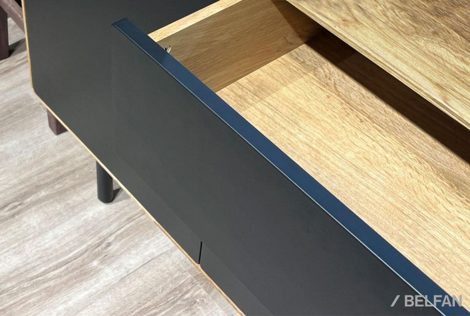 Тумба "Норман" 3 с нишей (левая) массив дуба, МДФ, металл 3