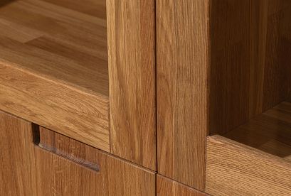 Шкаф с витриной 2-х дверный "Irving Design"; 4 ящика; бейц-масло, графит