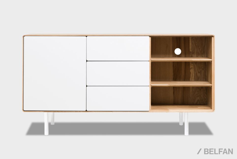 Тумба "Норман" 3 с нишей (правая) массив дуба, МДФ, металл 2