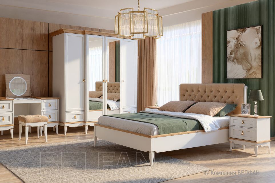 Кровать "Стюарт" (мягкое изголовье) массив и шпон дуба 1