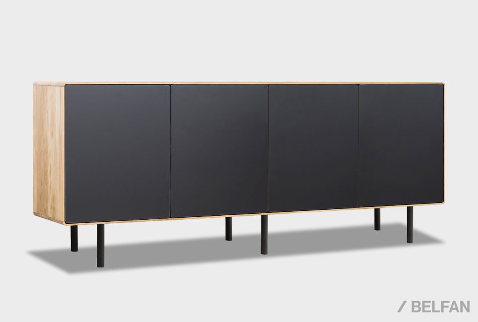 Тумба "Норман" 4 массив дуба, МДФ, металл 1