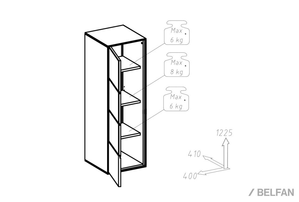 Шкаф навесной "Гринвуд" (левый) массив дуба 4