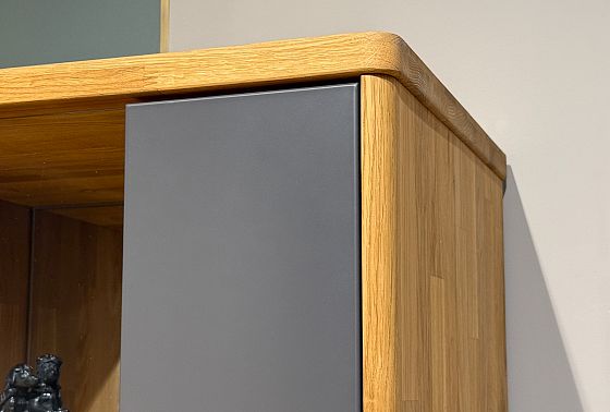 Шкаф с витриной 1-но дверный "Уоллстрит" (правый) массив дуба, МДФ 8