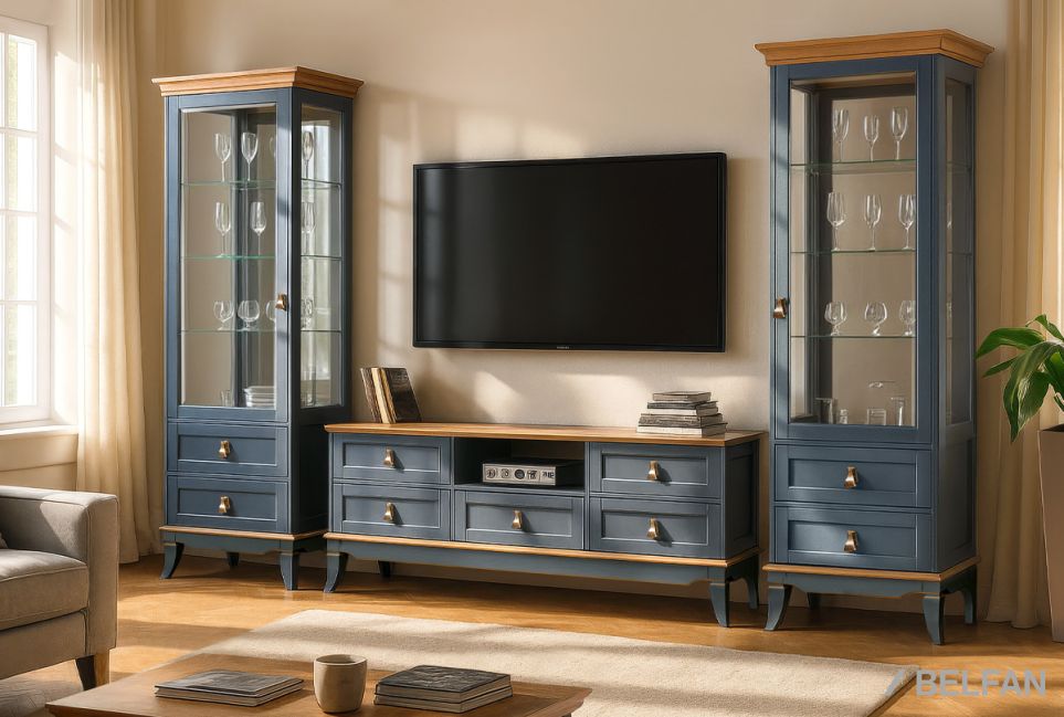 Тумба под ТВ "Стюарт" (с нишей) массив и шпон дуба 3