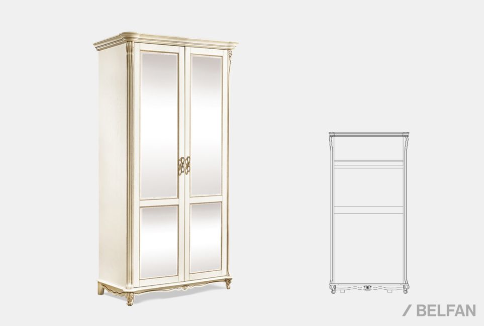 Шкаф 2-х дв. "Алези" с зеркалом массив и шпон дуба 1